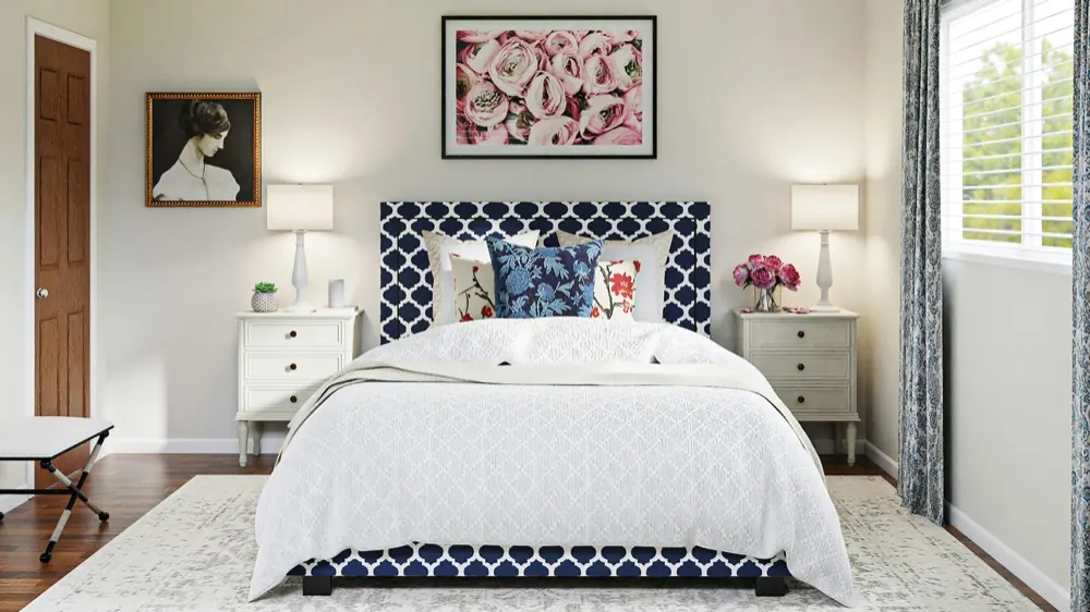Guest-ready bedroom with a hotel-style bed, the kind of room an Airbnb cleaning service prepares in Maryland and Washington, DC